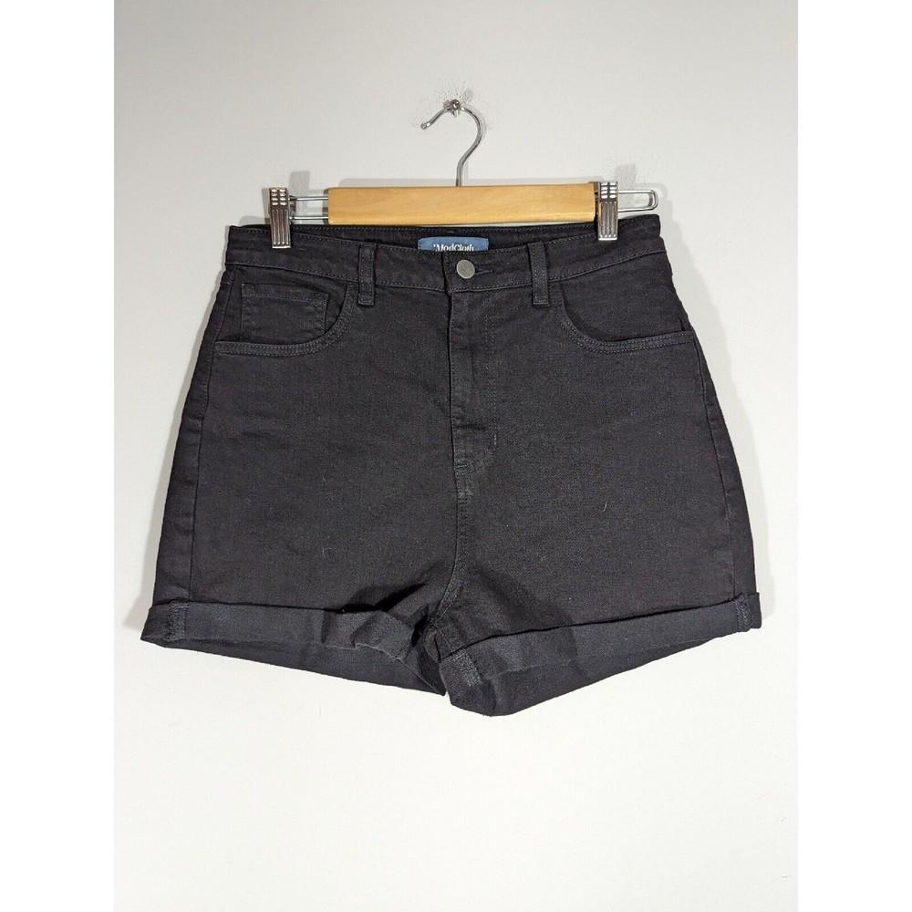 Modcloth Curvy Black Denim Shorts Women Size 32